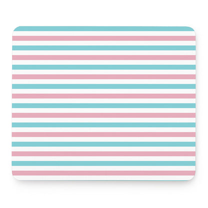 Pink And Teal Striped Pattern Print Mouse Pad