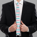 Pink And Teal Striped Pattern Print Necktie