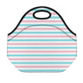 Pink And Teal Striped Pattern Print Neoprene Lunch Bag