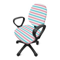 Pink And Teal Striped Pattern Print Office Chair Cover