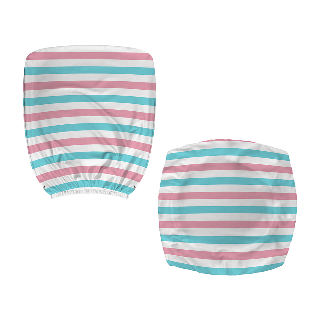 Pink And Teal Striped Pattern Print Office Chair Cover