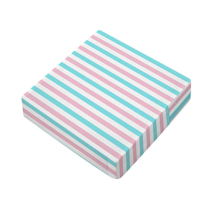 Pink And Teal Striped Pattern Print Outdoor Seat Cushion Cover