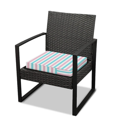 Pink And Teal Striped Pattern Print Outdoor Seat Cushion Cover