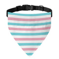 Pink And Teal Striped Pattern Print Over The Collar Dog Bandana