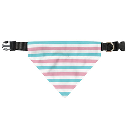 Pink And Teal Striped Pattern Print Over The Collar Dog Bandana