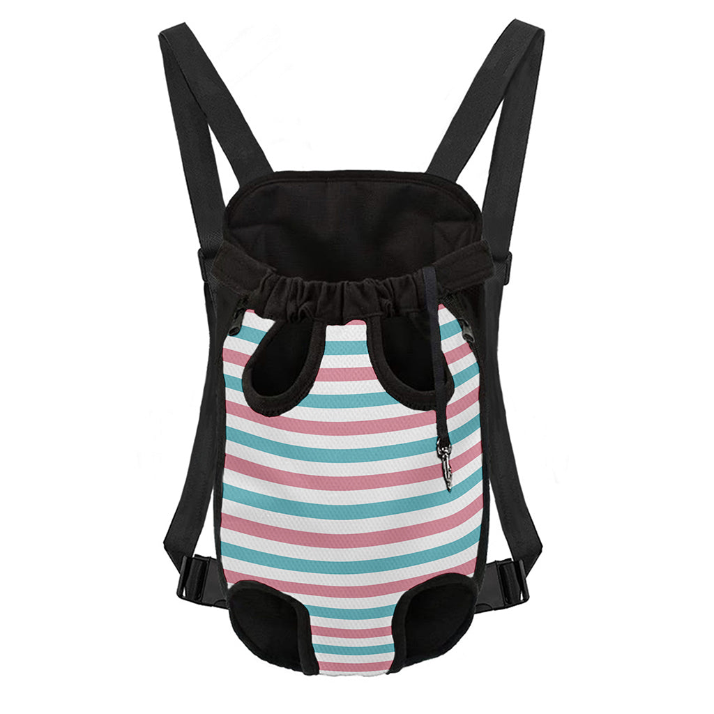 Pink And Teal Striped Pattern Print Pet Carrier Backpack