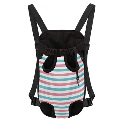Pink And Teal Striped Pattern Print Pet Carrier Backpack