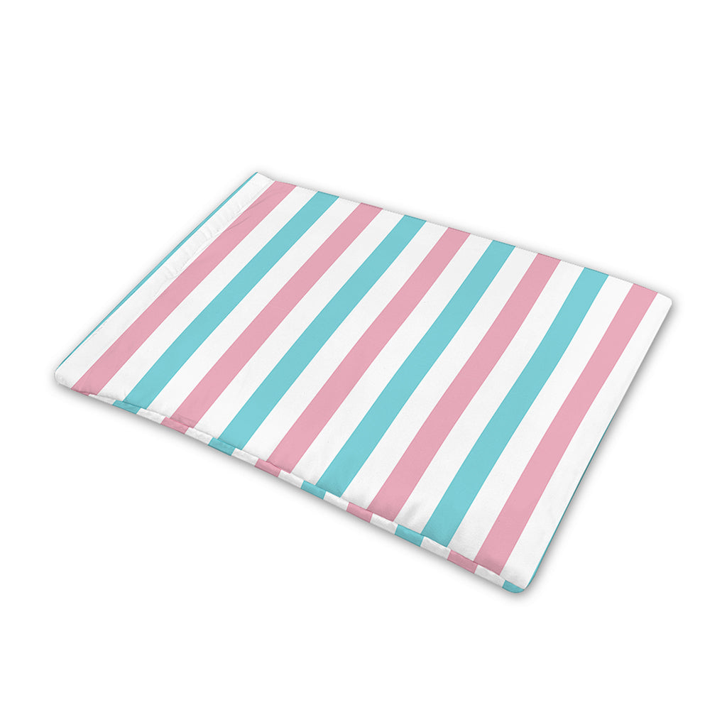 Pink And Teal Striped Pattern Print Pet Cooling Mat Cover