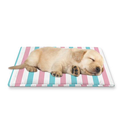 Pink And Teal Striped Pattern Print Pet Cooling Mat Cover