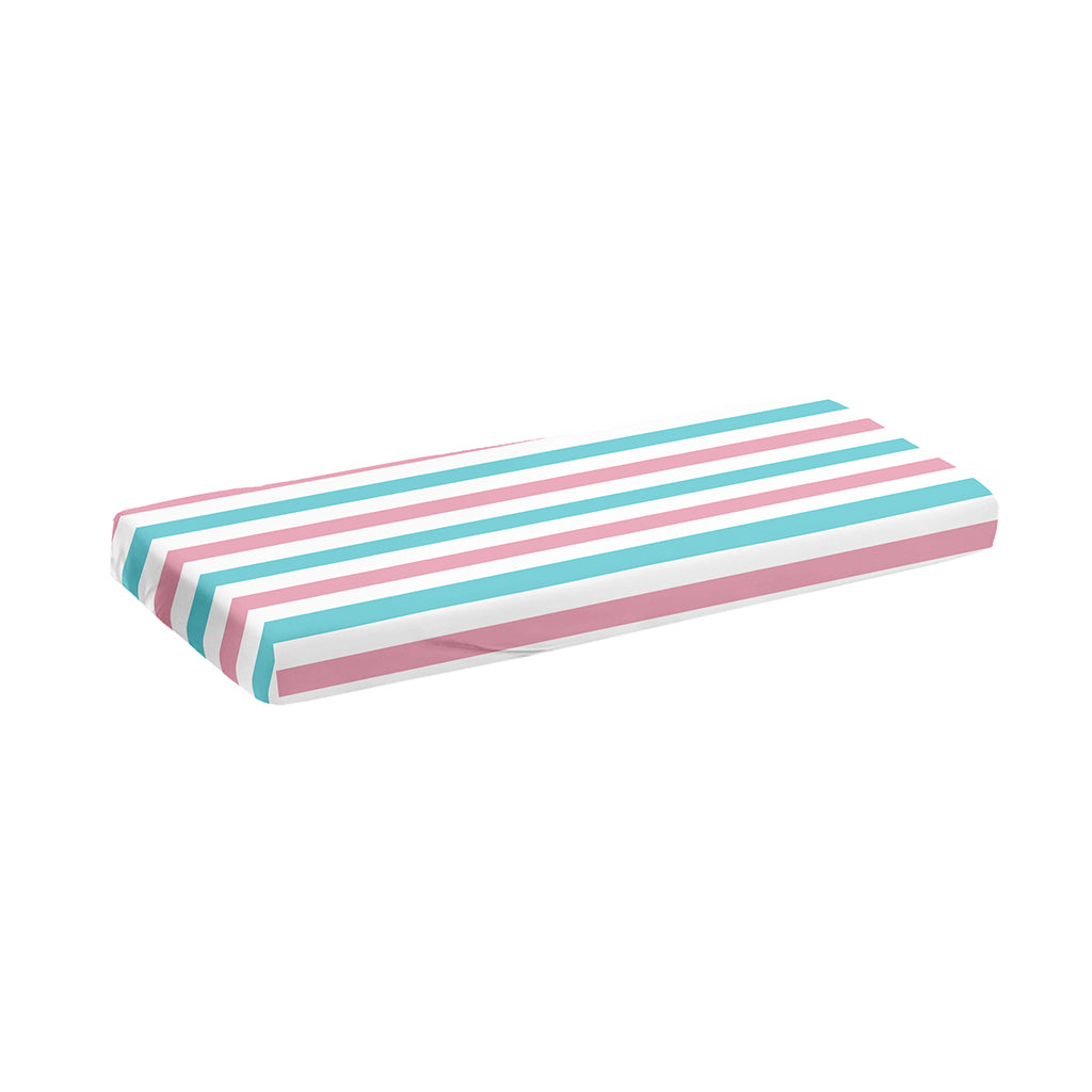 Pink And Teal Striped Pattern Print Piano Keyboard Cover