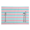 Pink And Teal Striped Pattern Print Placemat