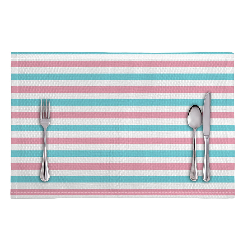Pink And Teal Striped Pattern Print Placemat