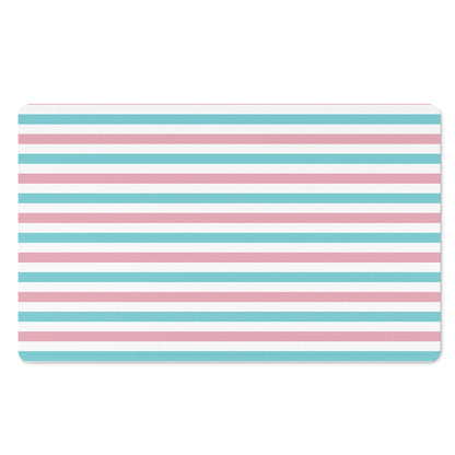 Pink And Teal Striped Pattern Print Polyester Doormat