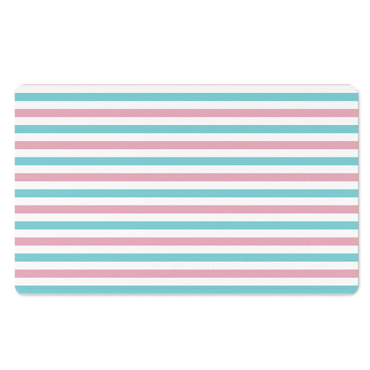 Pink And Teal Striped Pattern Print Polyester Doormat