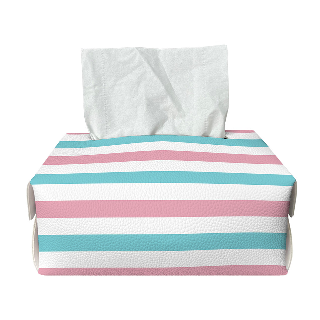 Pink And Teal Striped Pattern Print Rectangle Tissue Box Cover
