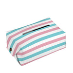 Pink And Teal Striped Pattern Print Rectangle Tissue Box Cover