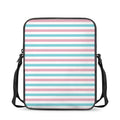 Pink And Teal Striped Pattern Print Rectangular Crossbody Bag
