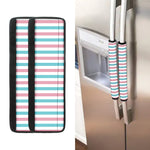 Pink And Teal Striped Pattern Print Refrigerator Handle Covers