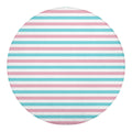 Pink And Teal Striped Pattern Print Round Blanket