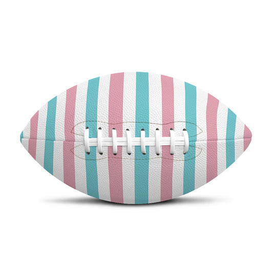 Pink And Teal Striped Pattern Print Rugby Ball