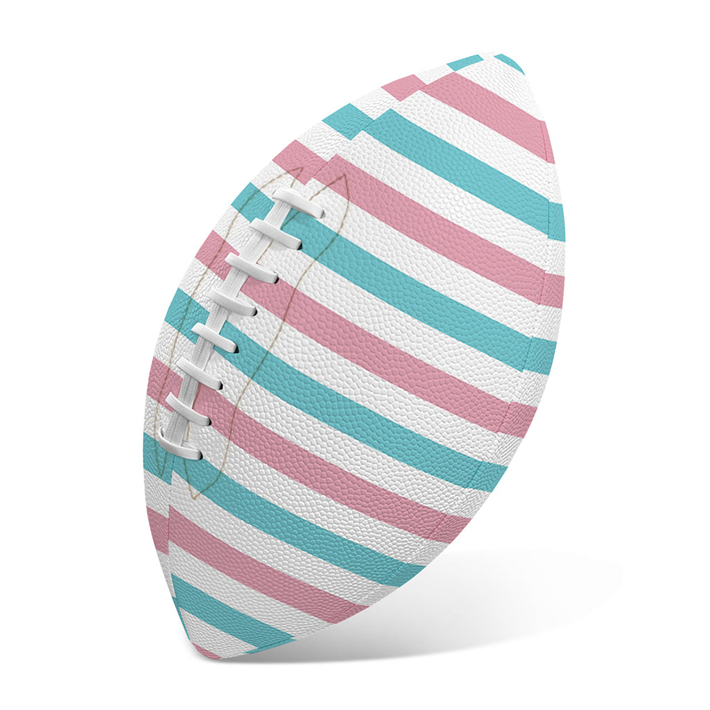 Pink And Teal Striped Pattern Print Rugby Ball