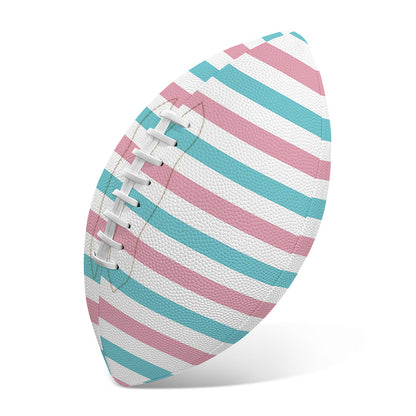 Pink And Teal Striped Pattern Print Rugby Ball