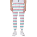 Pink And Teal Striped Pattern Print Joggers