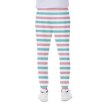 Pink And Teal Striped Pattern Print Scuba Joggers