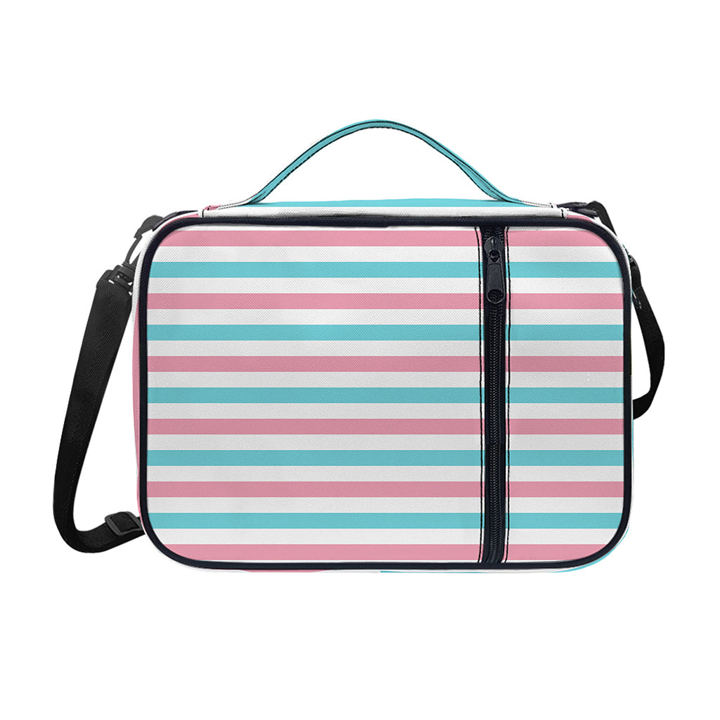 Pink And Teal Striped Pattern Print Shoulder Strap Bible Bag