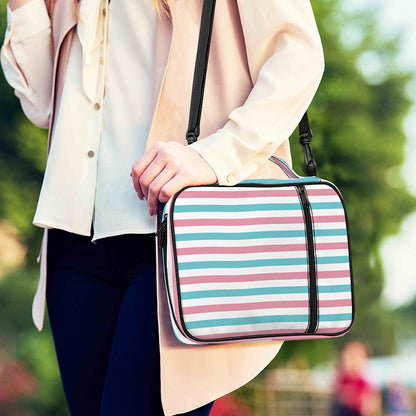 Pink And Teal Striped Pattern Print Shoulder Strap Bible Bag