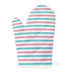 Pink And Teal Striped Pattern Print Single Oven Mitt