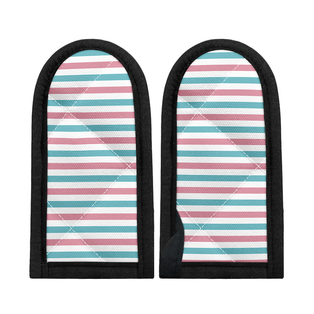Pink And Teal Striped Pattern Print Skillet Handle Cover