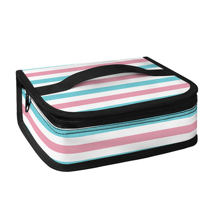 Pink And Teal Striped Pattern Print Small Lunch Bag
