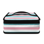 Pink And Teal Striped Pattern Print Small Lunch Bag