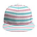 Pink And Teal Striped Pattern Print Snapback Cap