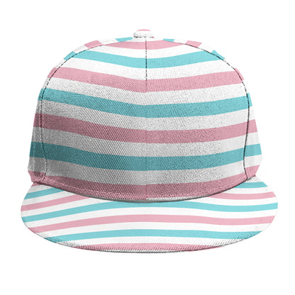 Pink And Teal Striped Pattern Print Snapback Cap