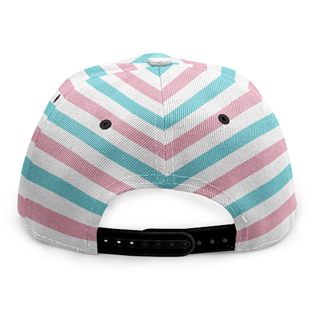 Pink And Teal Striped Pattern Print Snapback Cap