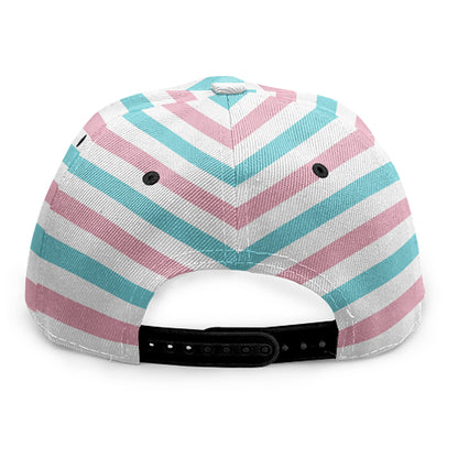 Pink And Teal Striped Pattern Print Snapback Cap