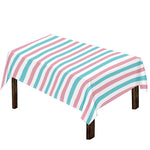 Pink And Teal Striped Pattern Print Tablecloth