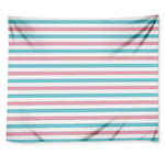 Pink And Teal Striped Pattern Print Tapestry