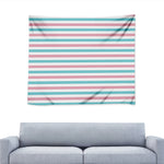 Pink And Teal Striped Pattern Print Tapestry