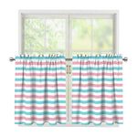 Pink And Teal Striped Pattern Print Tier Curtains