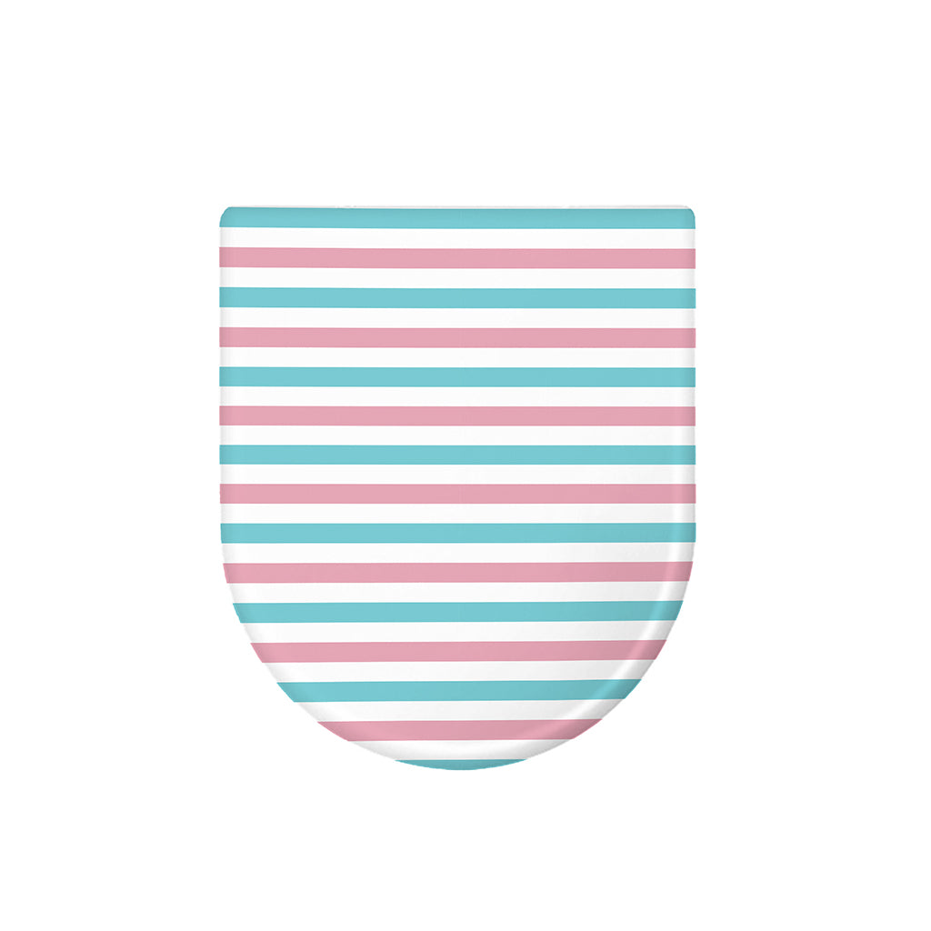 Pink And Teal Striped Pattern Print Toilet Lid Cover