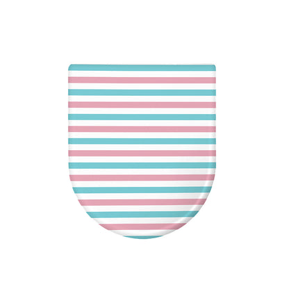 Pink And Teal Striped Pattern Print Toilet Lid Cover
