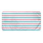 Pink And Teal Striped Pattern Print Towel