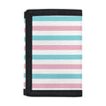 Pink And Teal Striped Pattern Print Trifold Wallet