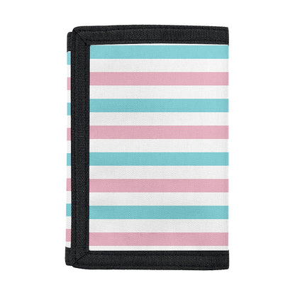 Pink And Teal Striped Pattern Print Trifold Wallet