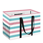 Pink And Teal Striped Pattern Print Utility Tote Bag