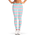 Pink And Teal Striped Pattern Print Women's Leggings