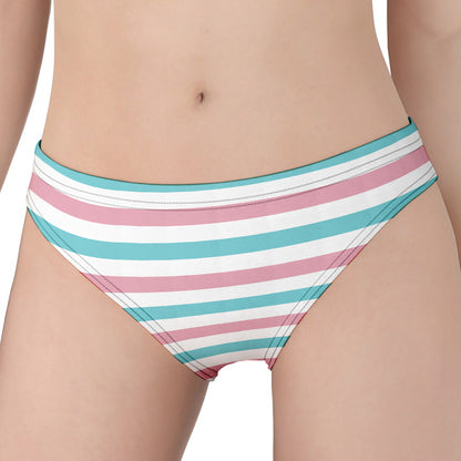 Pink And Teal Striped Pattern Print Women's Panties